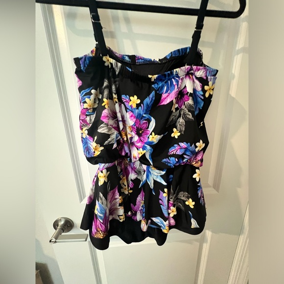 LIKE NEW Maxine of Hollywood Midnight Garden Peplum Blouson One Piece Swimsuit - Picture 6 of 14